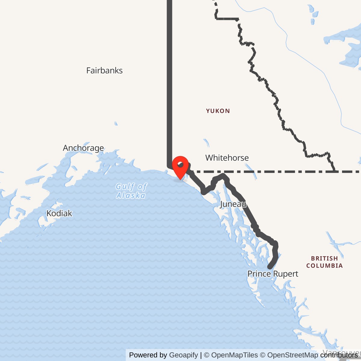 Map showing location of Ocean Cape Air Force Station / Radio Relay Station, Alaska