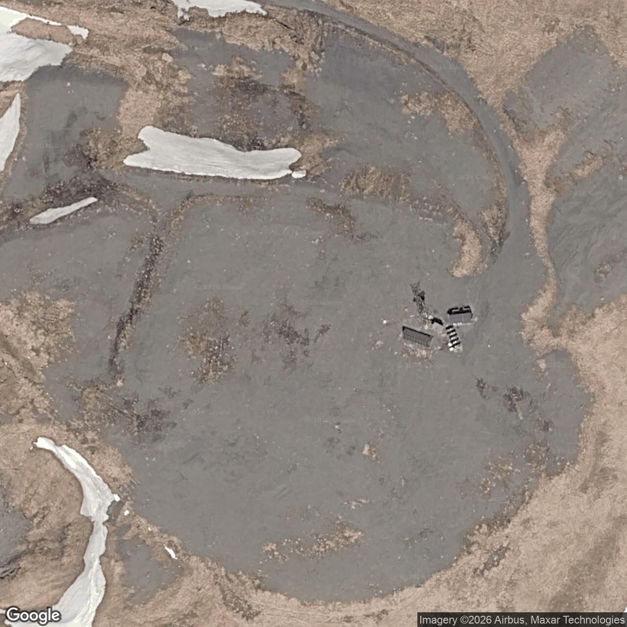 Current Google Satellite Image of Sitkinak Unfinished White Alice Communications Site, Alaska