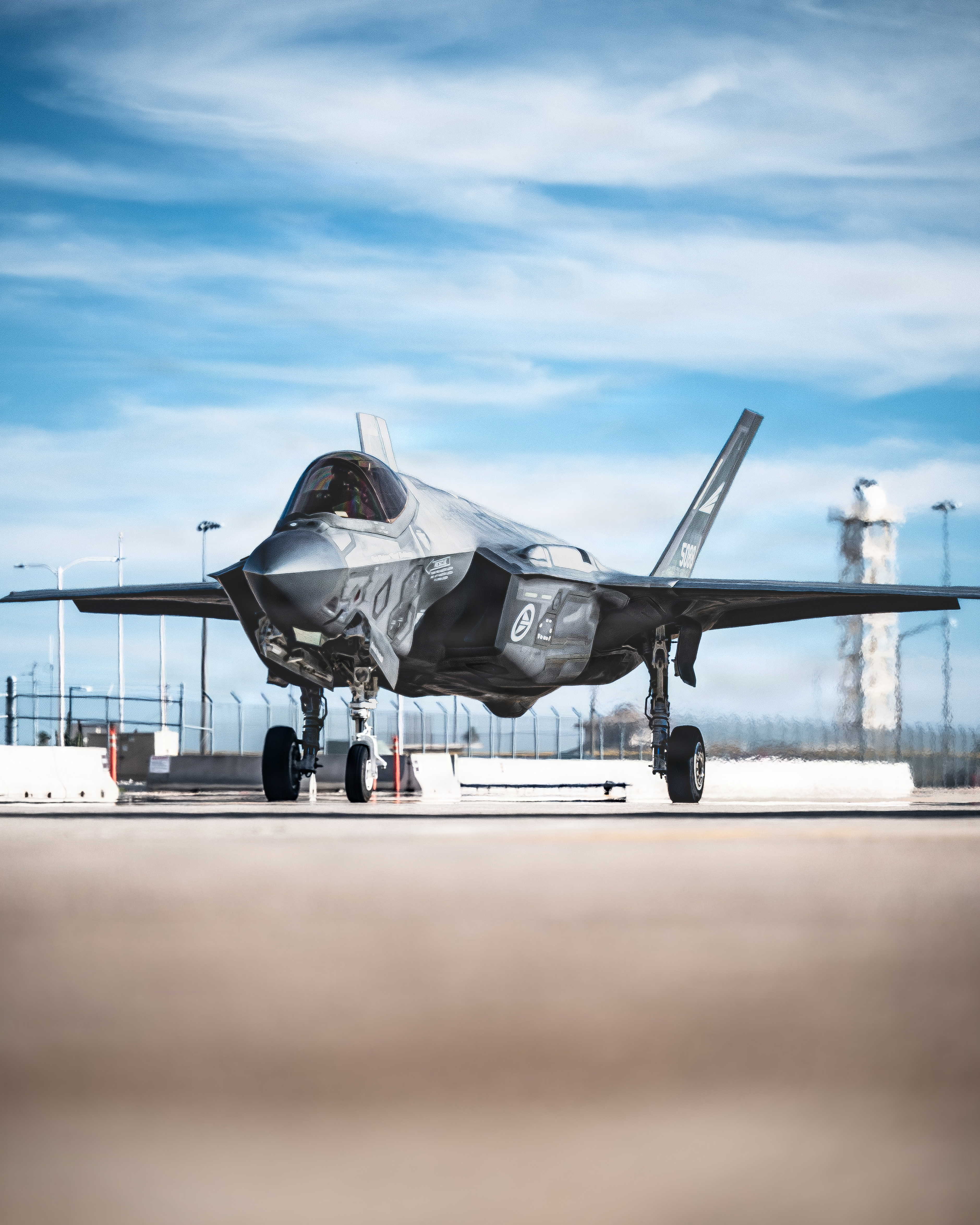 A U.S. Air Force F-35A Lightning II, stationed at the 56th Fighter Wing, accelerates down a runway, Nov. 26, 2025