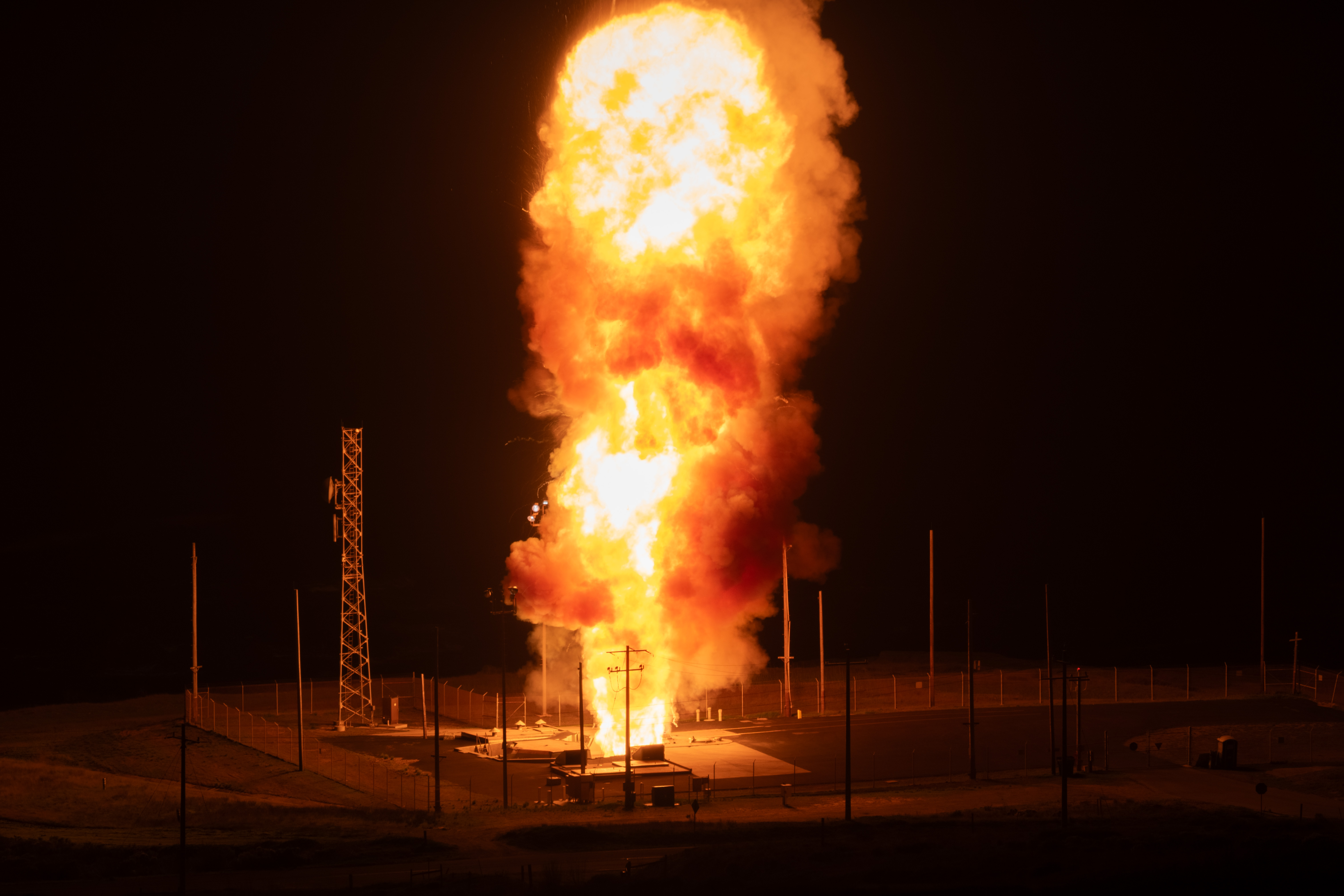 An unarmed Minuteman III Intercontinental Ballistic Missile launches during an operational test at 01:35 a.m Pacific Time Nov. 5, 2025, at Vandenberg Space Force Base, Calif.