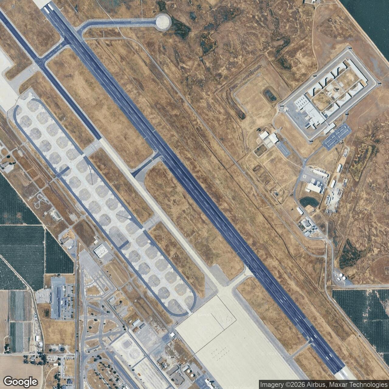 Current Google Satellite Image of Castle Air Force Base, California