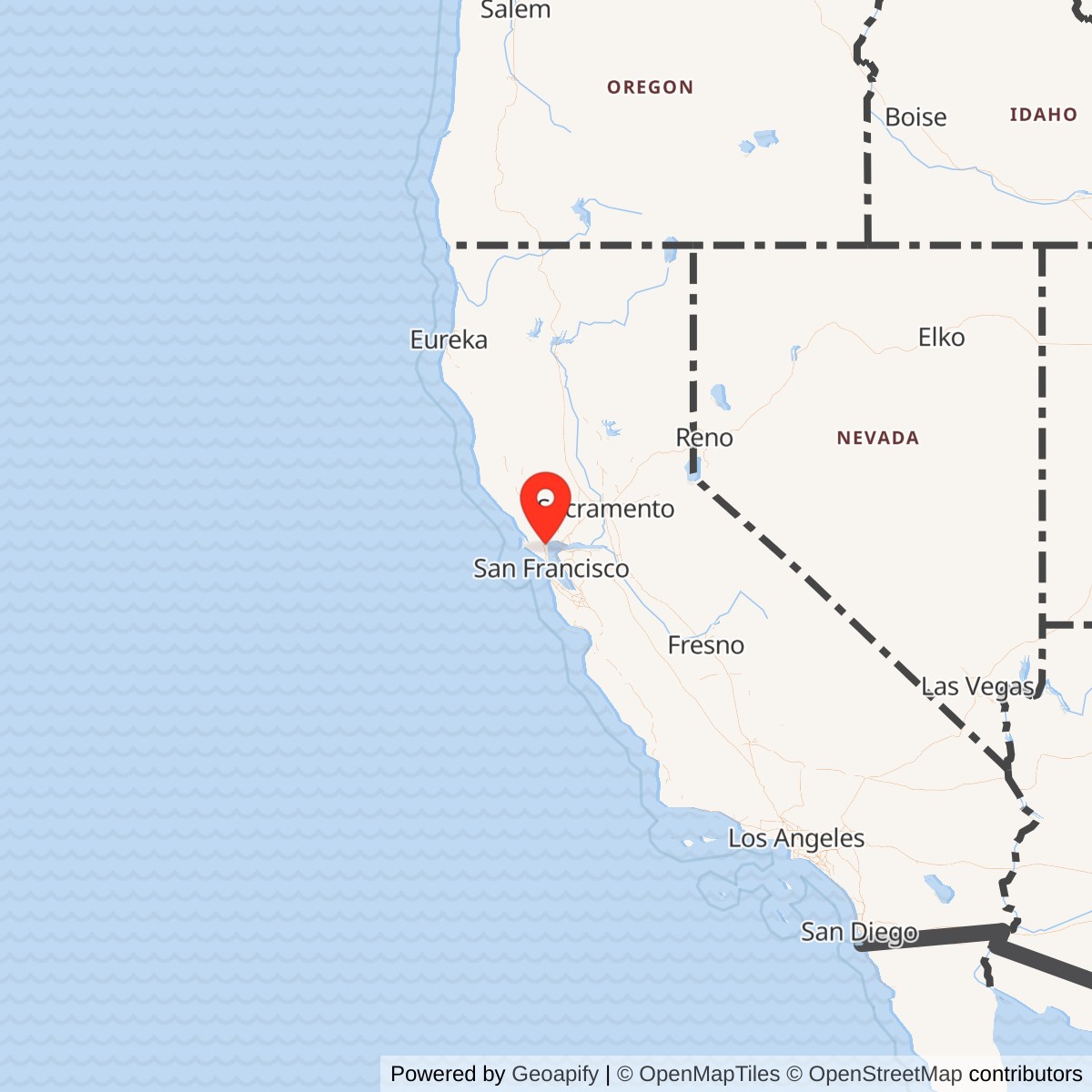 Map showing location of Hamilton Air Force Base, California