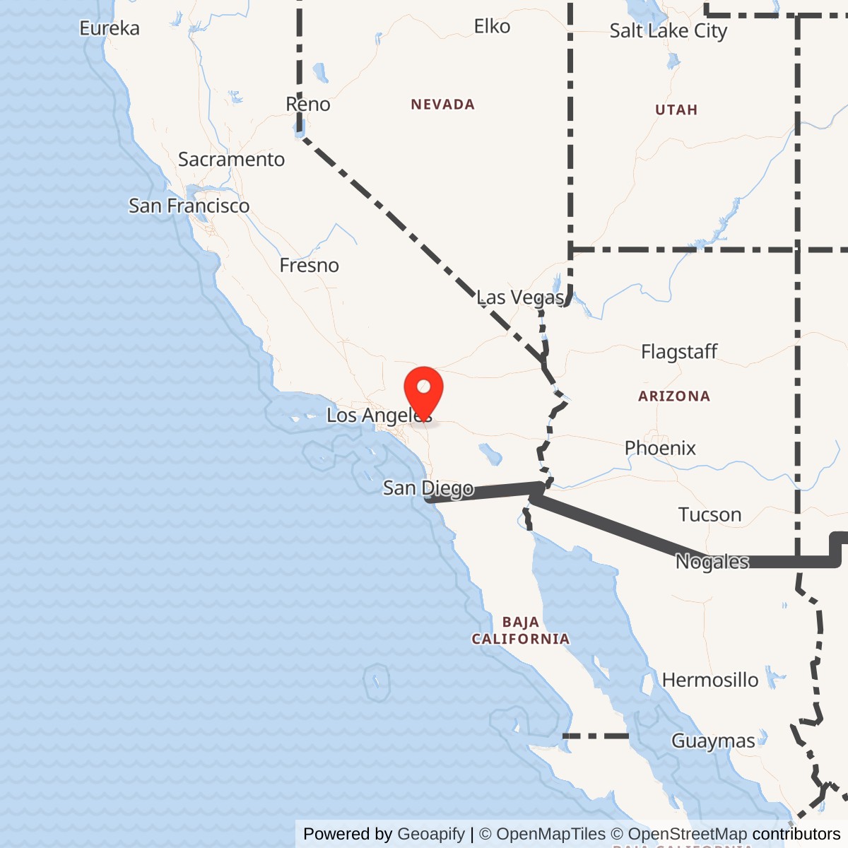 Map showing location of March Air Reserve Base, California