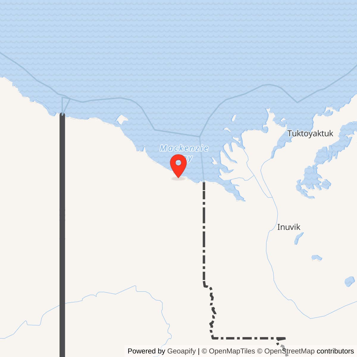 Map showing location of Shingle Point DEW Line Station, 