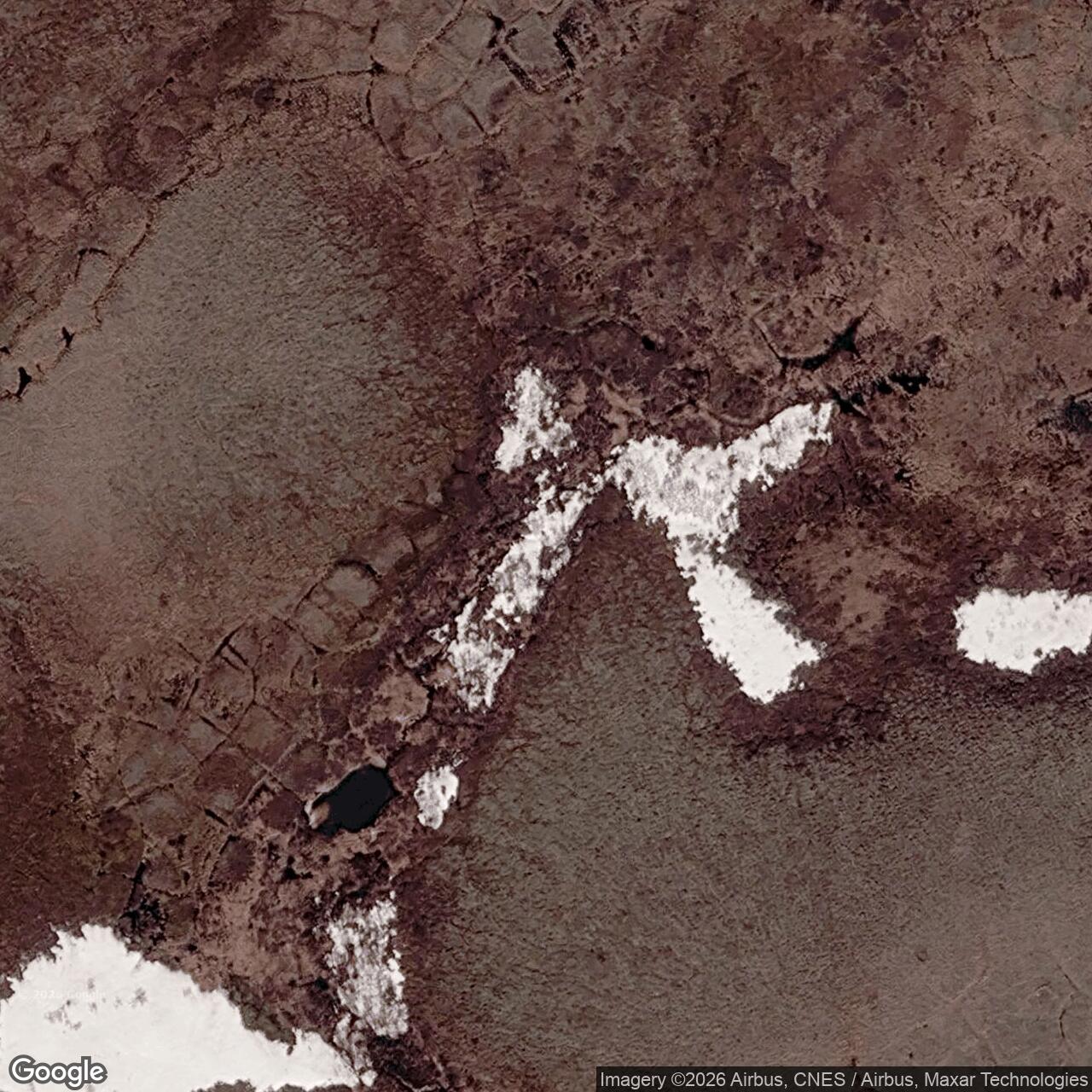 Current Google Satellite Image of Shingle Point DEW Line Station, 