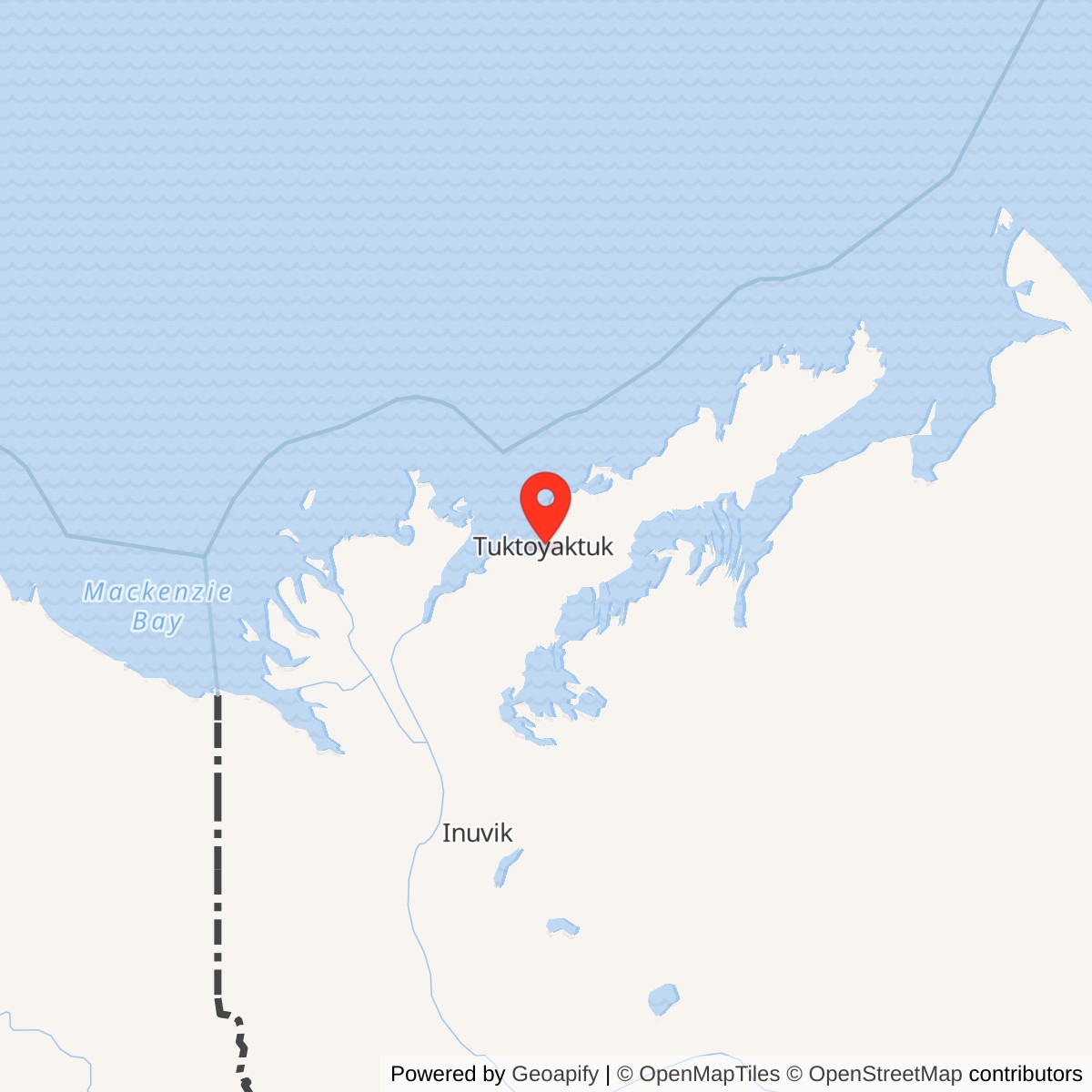 Map showing location of Tuktoyaktuk DEW Line Station, 