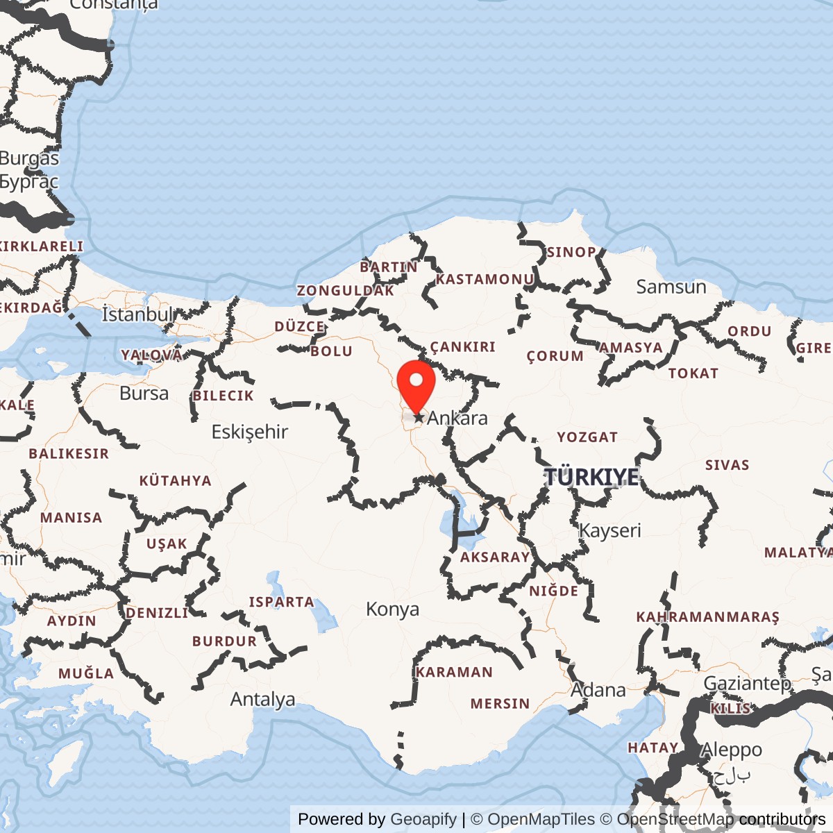Map showing location of Ankara Air Station, Ankara Turkey