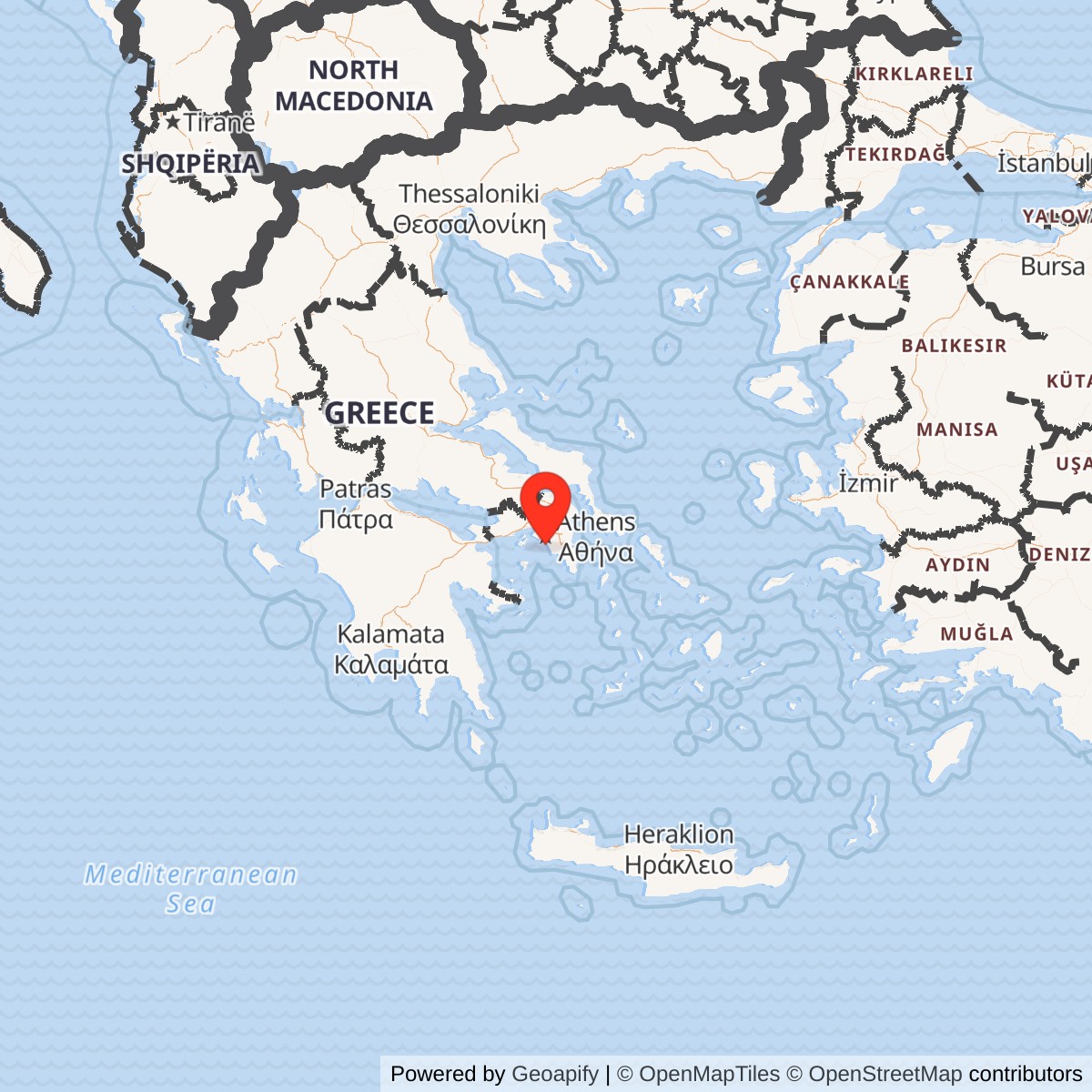 Map showing location of Hellenikon Air Base, Greece