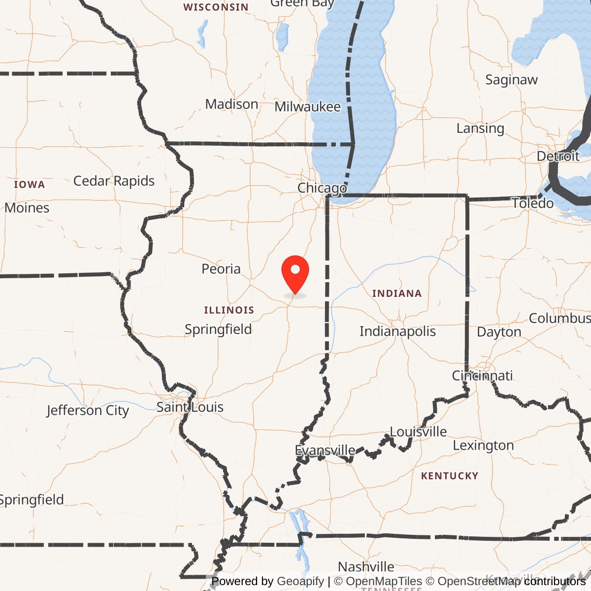 Map showing location of Chanute Air Force Base, Illinois