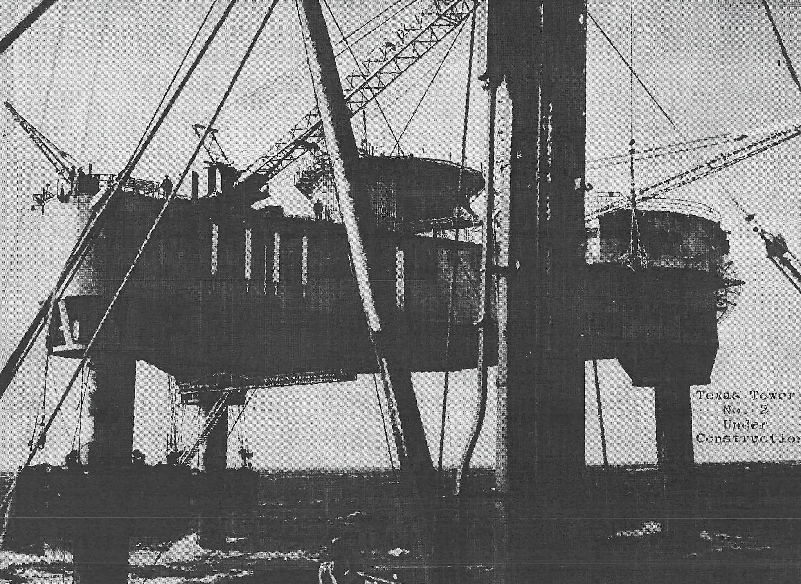 Historic Photo of Texas Tower 2 under Construction