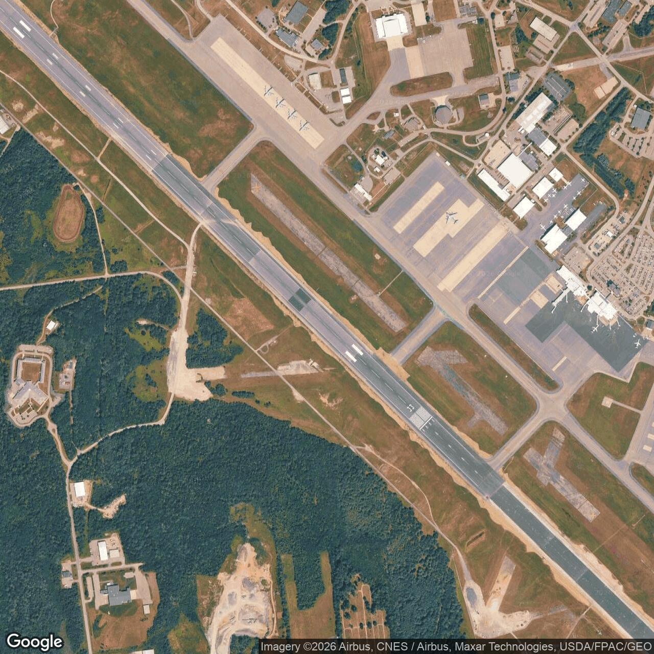 Current Google Satellite Image of Dow Air Force Base, Maine