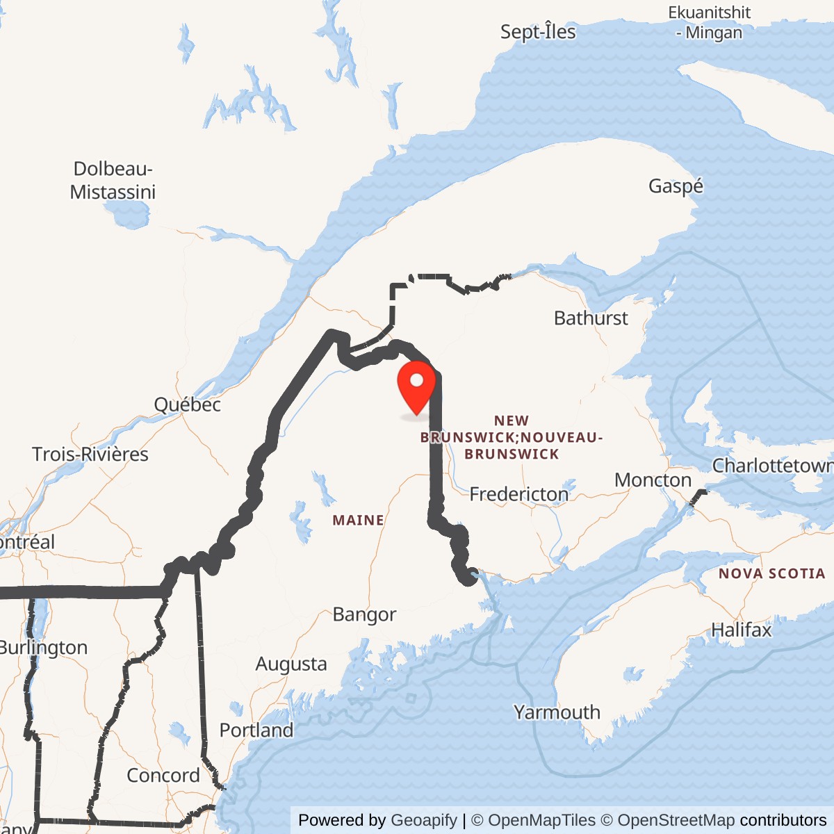 Map showing location of Presque Isle Air Force Base, Maine