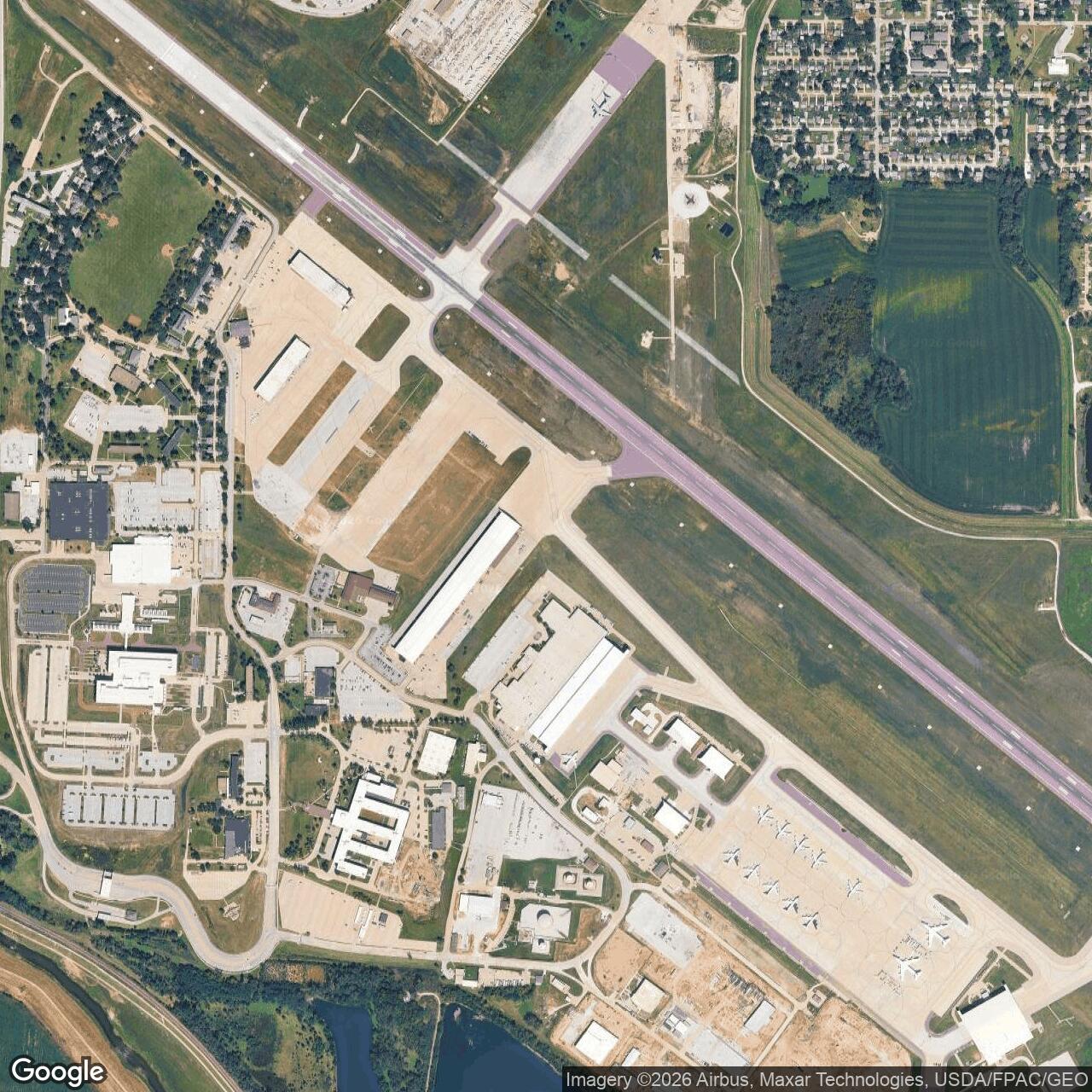 Current Google Satellite Image of Offutt Air Force Base, Nebraska