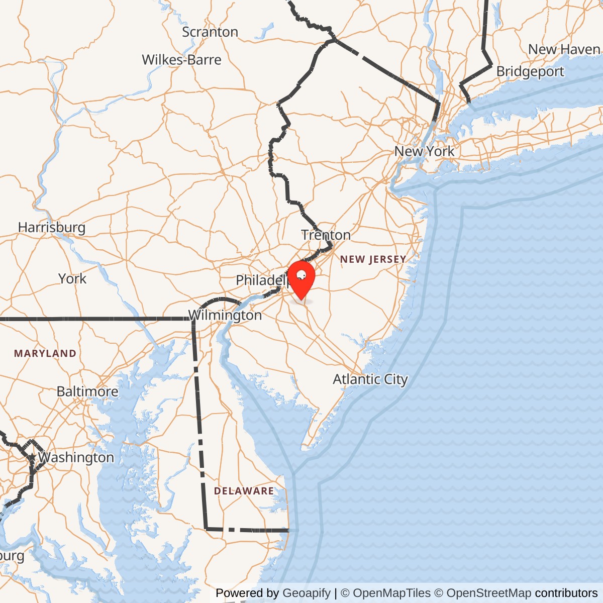 Map showing location of Gibbsboro Air Force Station / Gibbsboro Joint Surveillance System Radar Site, New Jersey