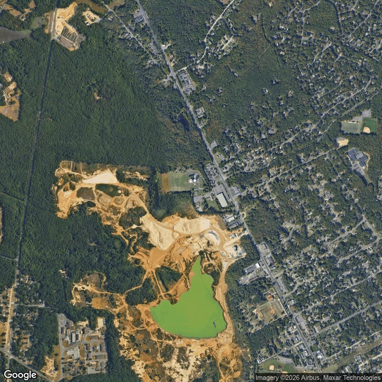 Current Google Satellite Image of Gibbsboro Air Force Station / Gibbsboro Joint Surveillance System Radar Site, New Jersey