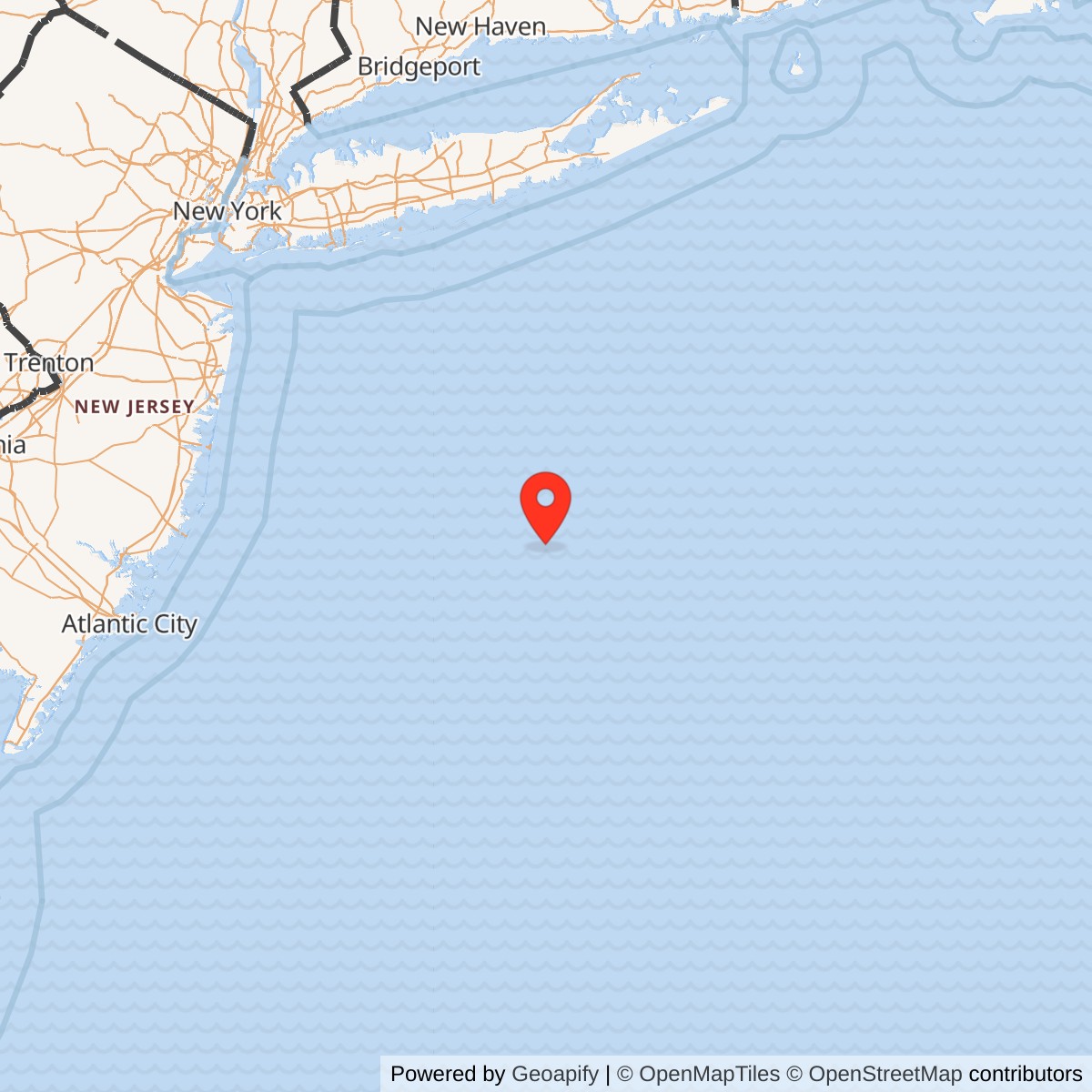 Map showing location of Texas Tower No. 4 / Unnamed Shoal Radar Station, New Jersey