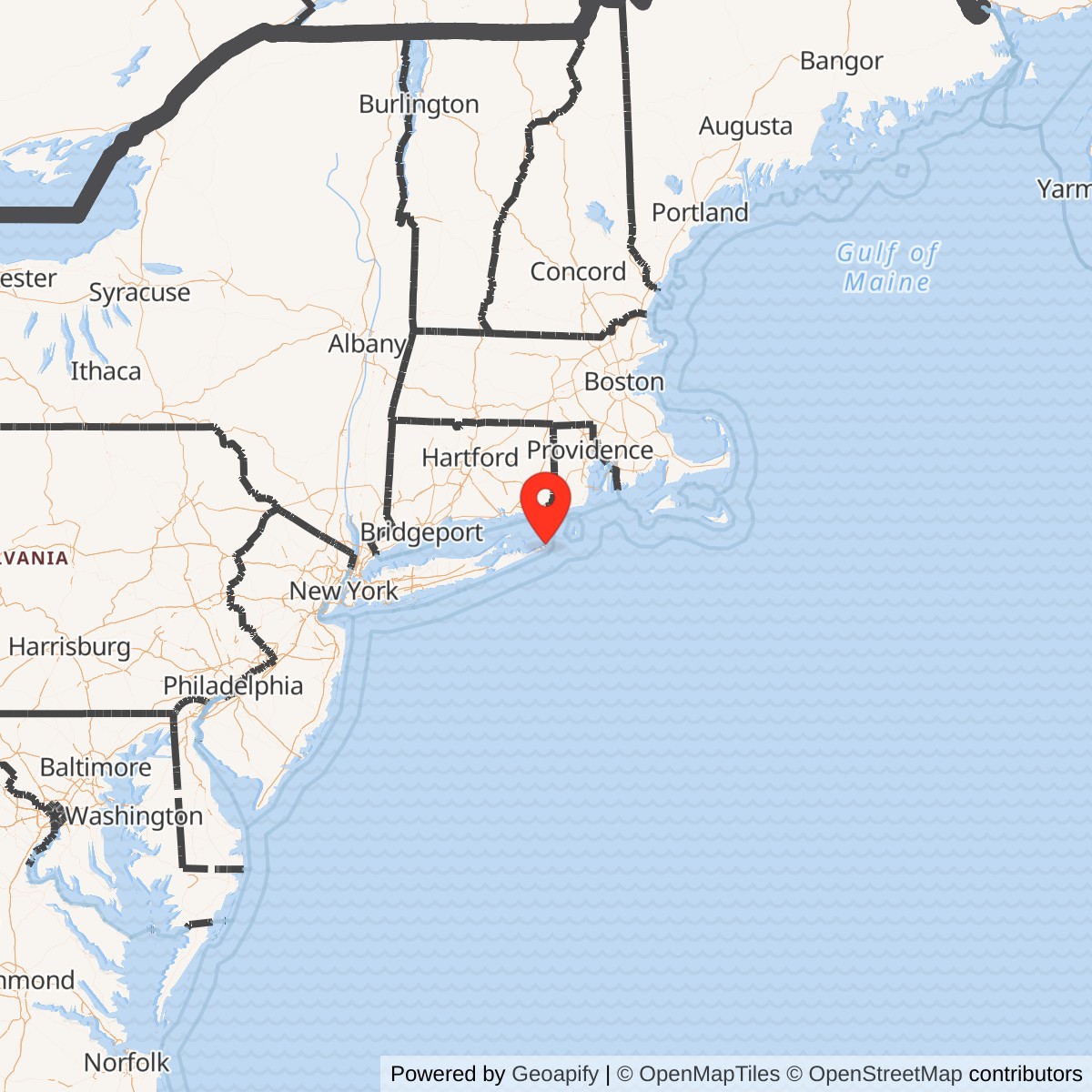 Map showing location of Montauk Air Force Station, New York