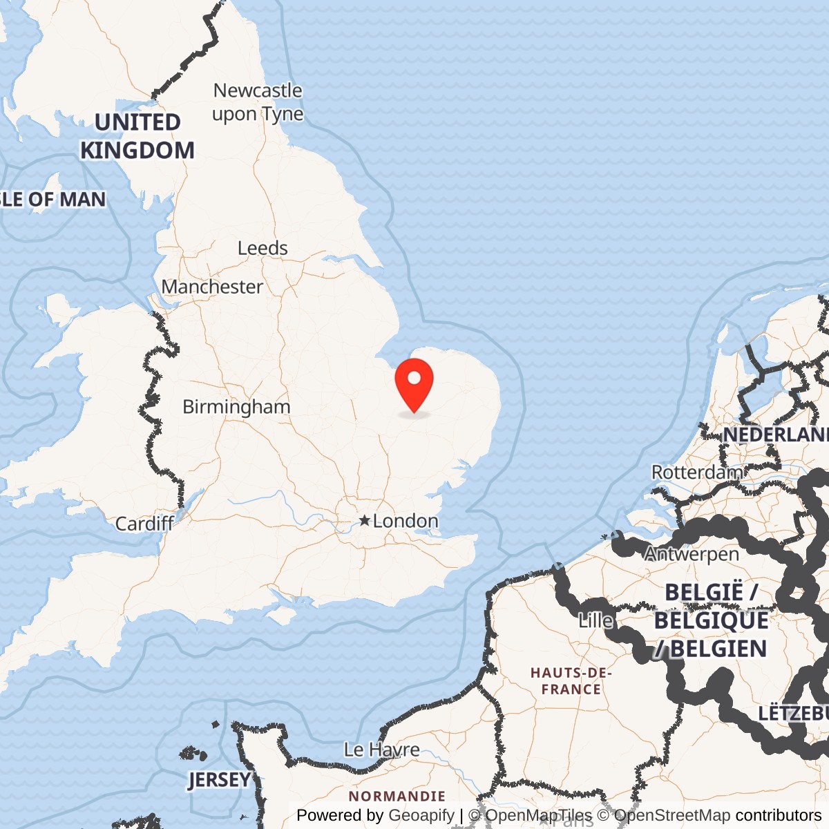 Map showing location of Royal Air Force Station Lakenheath, England
