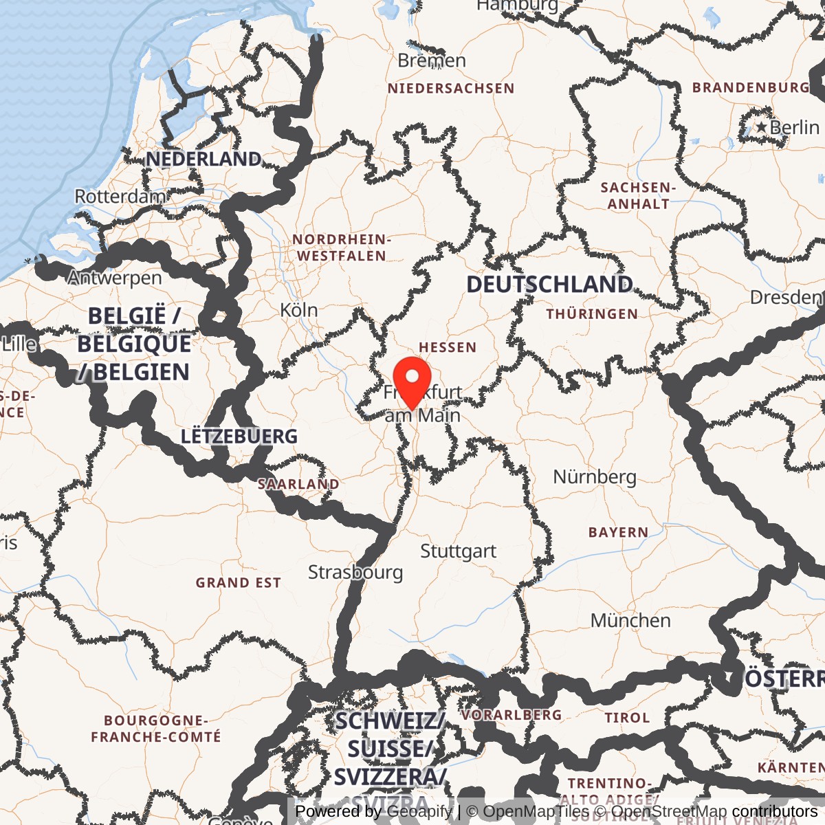 Map showing location of Rhein-Main Air Base, Germany