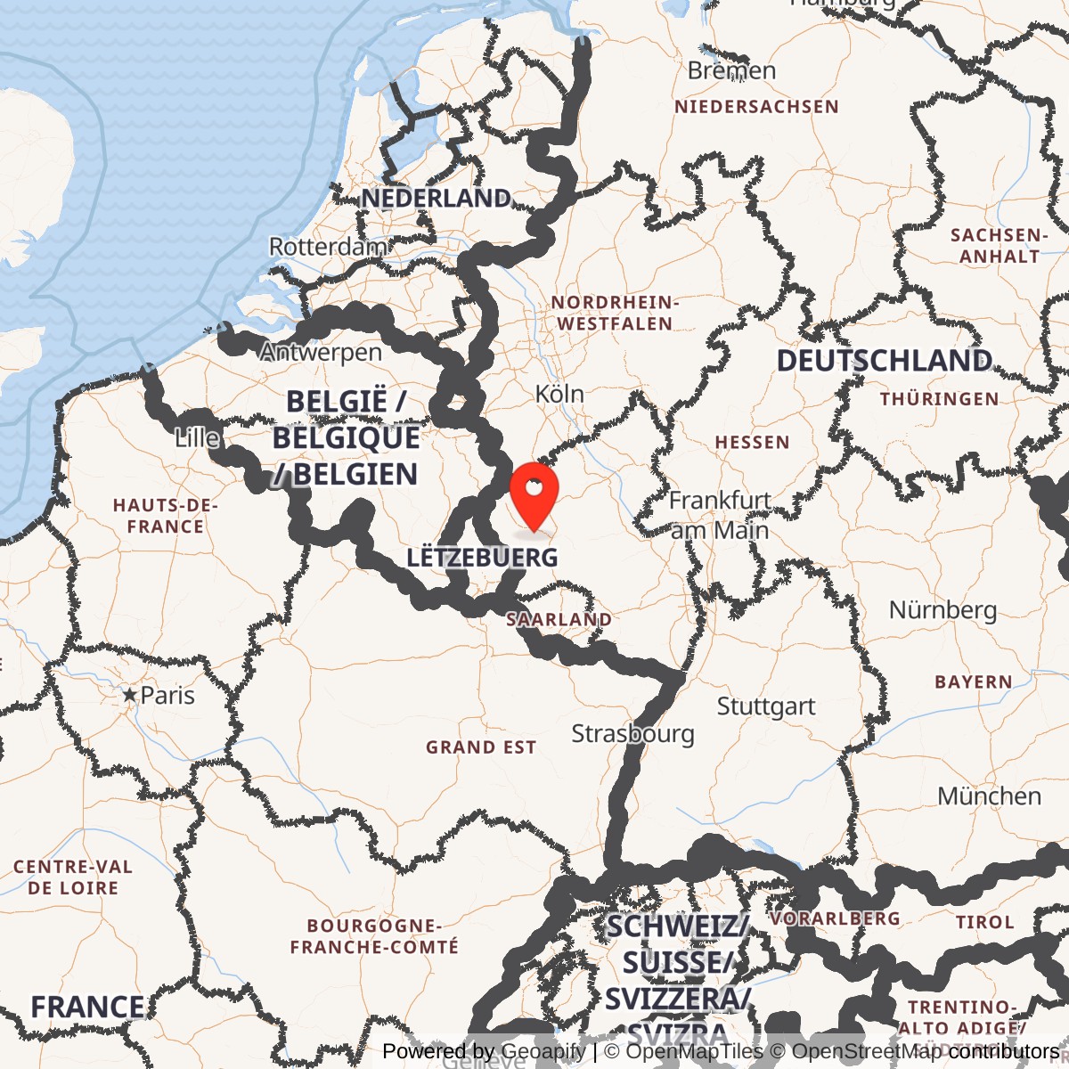 Map showing location of Spangdahlem Air Base, Germany