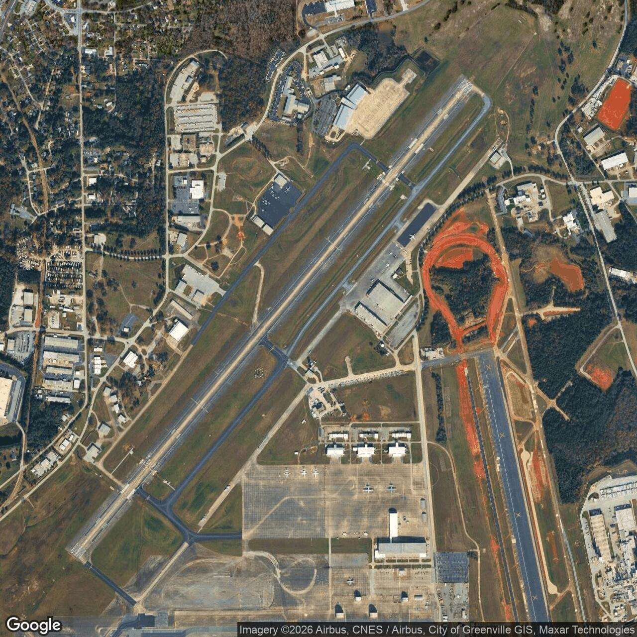 Current Google Satellite Image of Donaldson Air Force Base, South Carolina