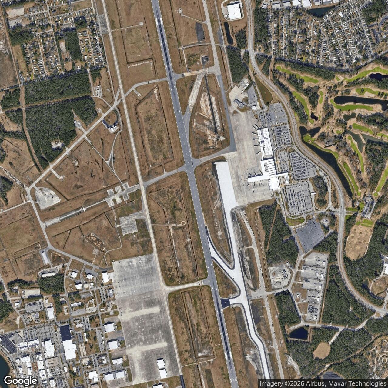 Current Google Satellite Image of Myrtle Beach Air Force Base, South Carolina