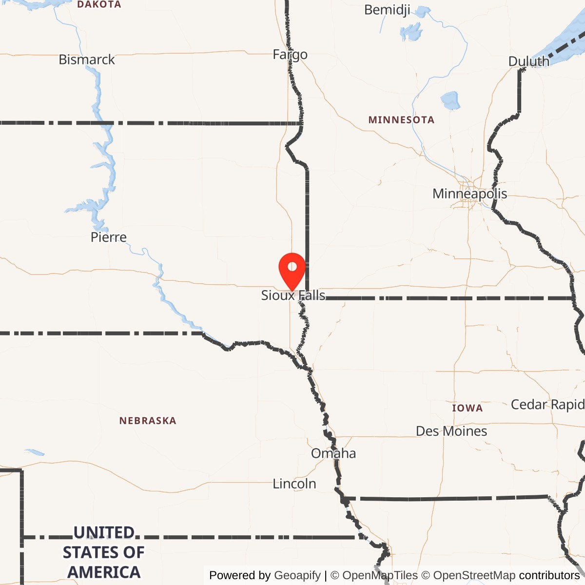 Map showing location of Joe Foss Field Air National Guard Station, South Dakota