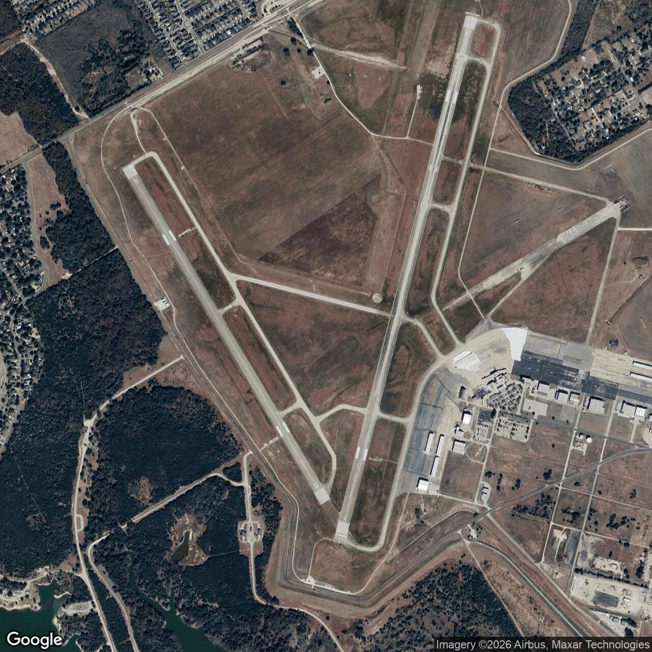Current Google Satellite Image of Blackland Army Air Field, Texas