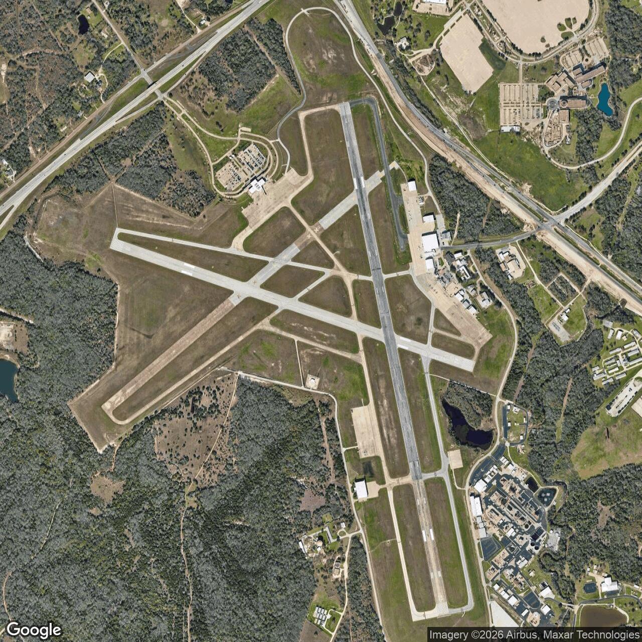 Current Google Satellite Image of Bryan Air Force Base, Texas