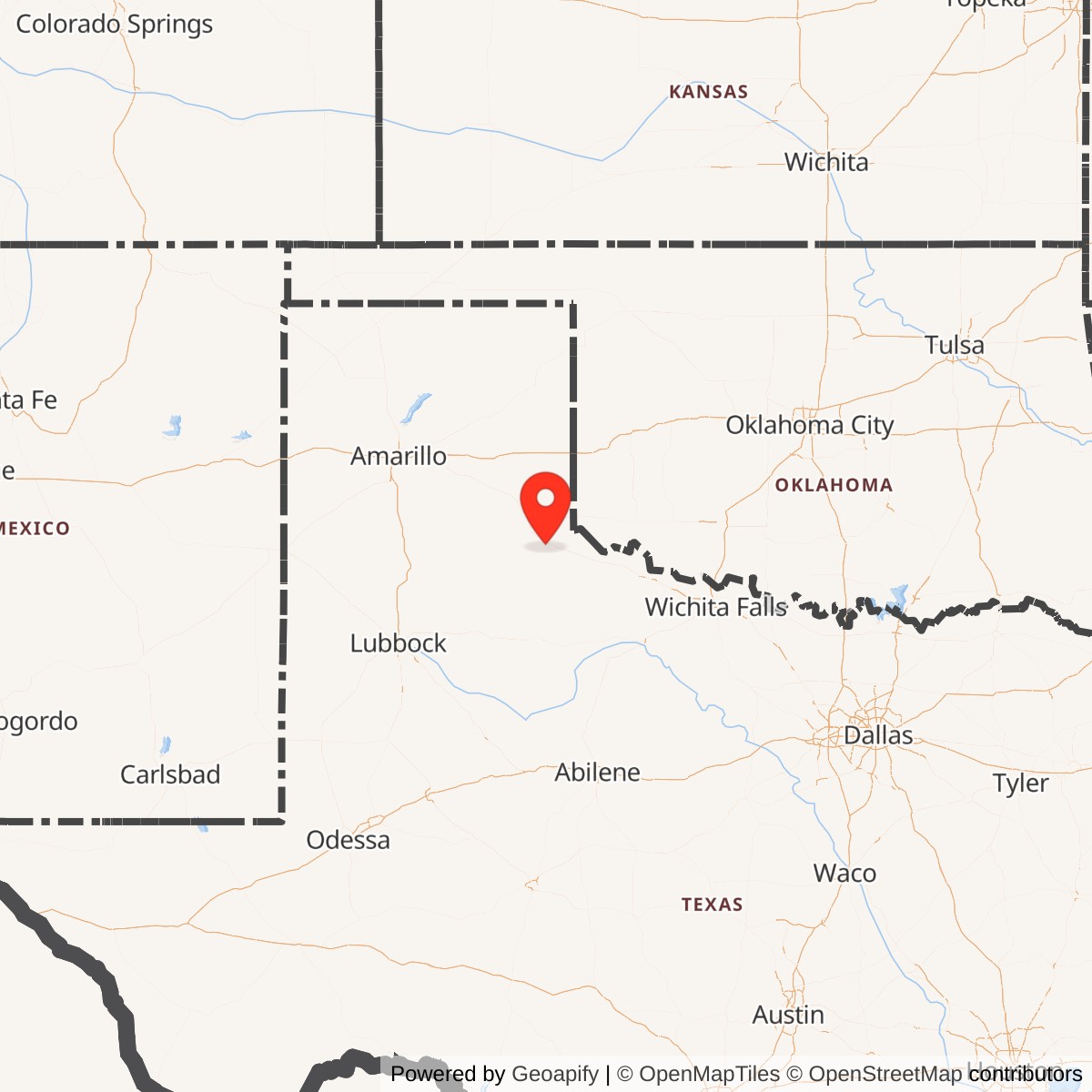 Map showing location of Childress Army Air Field, Texas