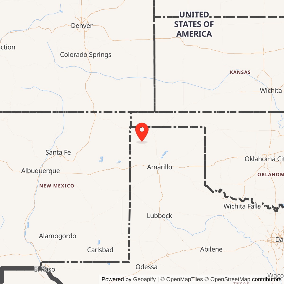 Map showing location of Dalhart Army Air Base, Texas