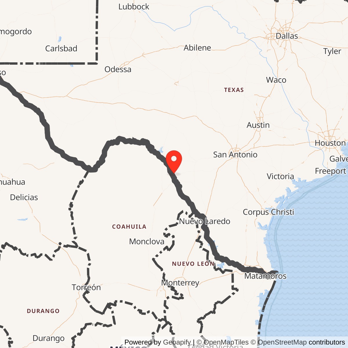 Map showing location of Eagle Pass Army Air Field, Texas