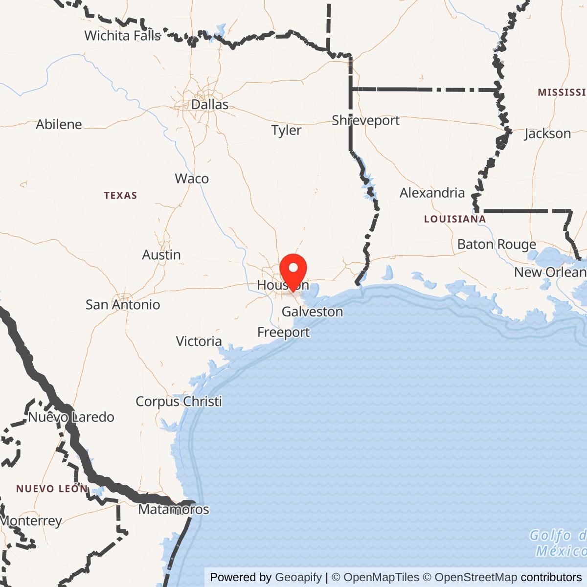 Map showing location of Ellington Air Force Base, Texas