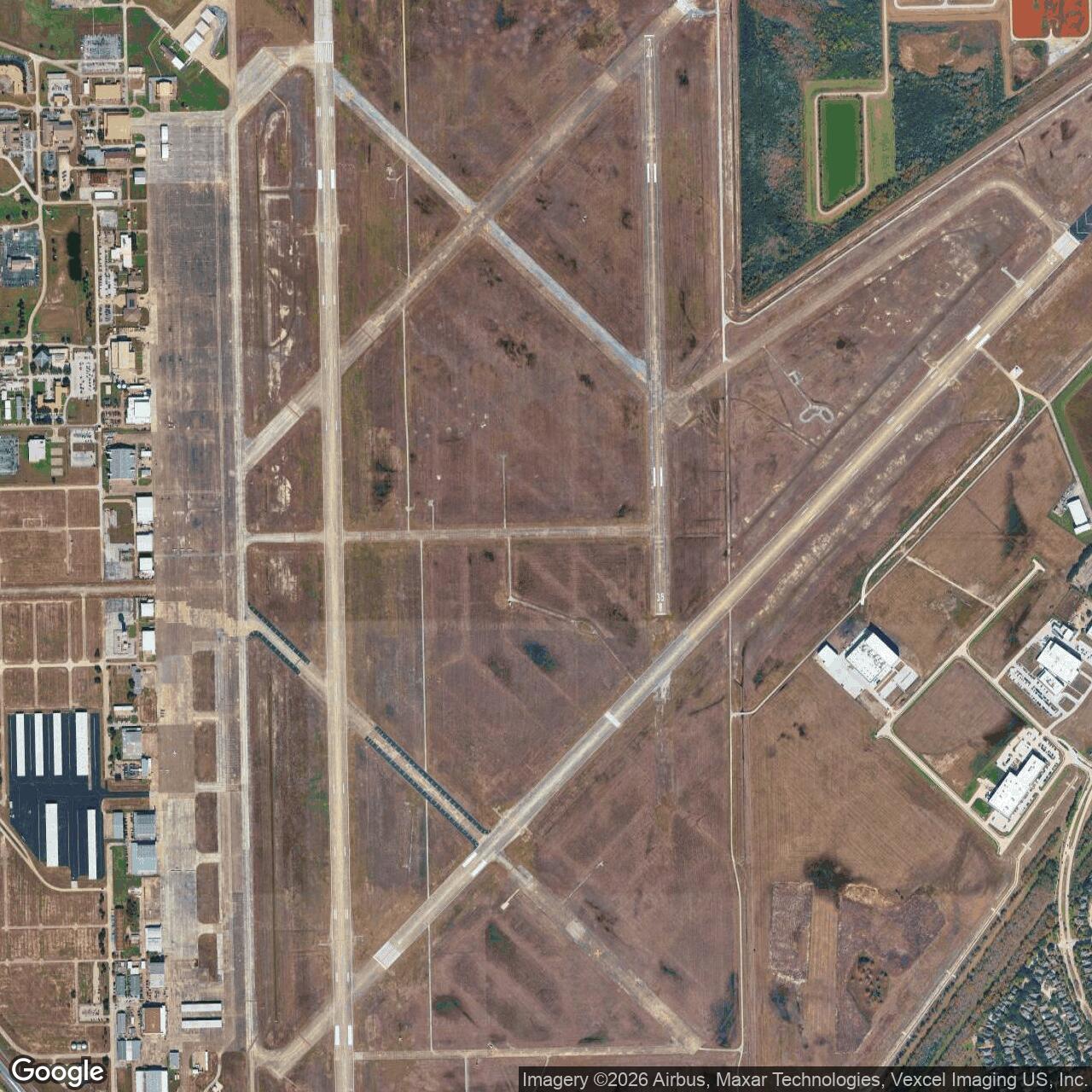 Current Google Satellite Image of Ellington Air Force Base, Texas