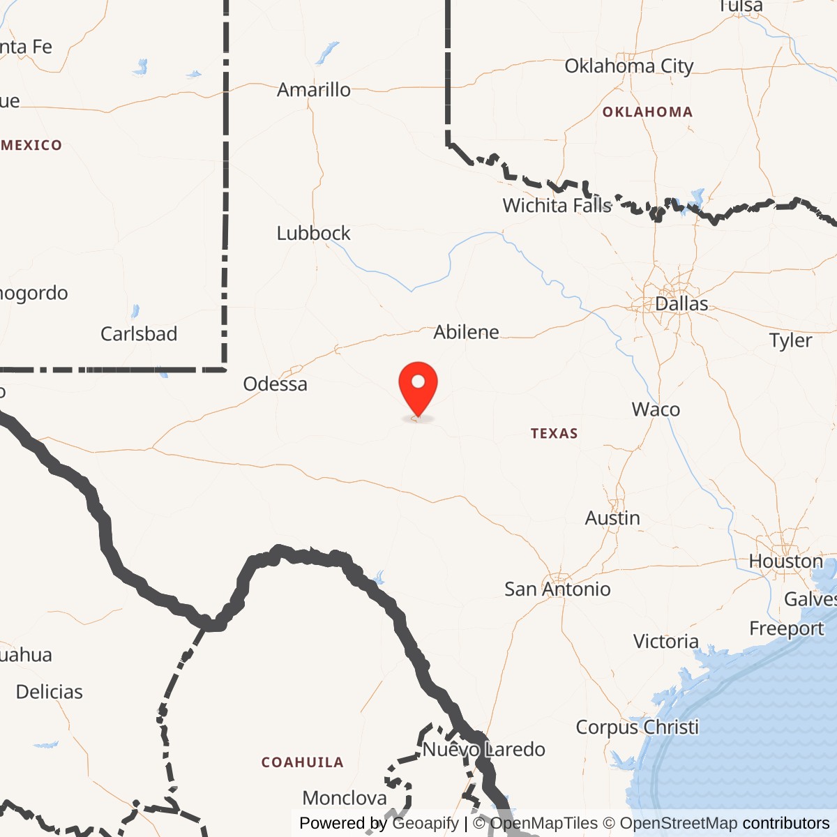 Map showing location of Goodfellow Air Force Base, Texas