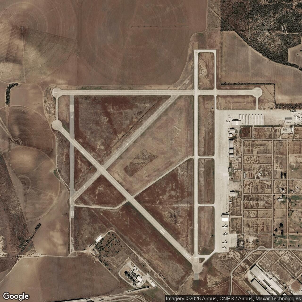 Current Google Satellite Image of Hondo Army Air Field, Texas
