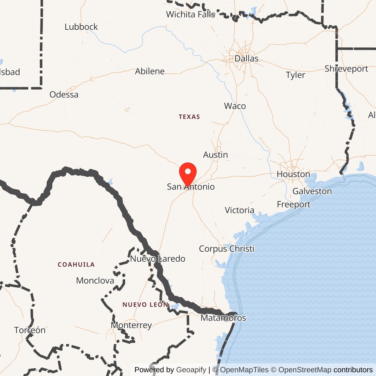 Map showing location of Kelly Air Force Base, Texas