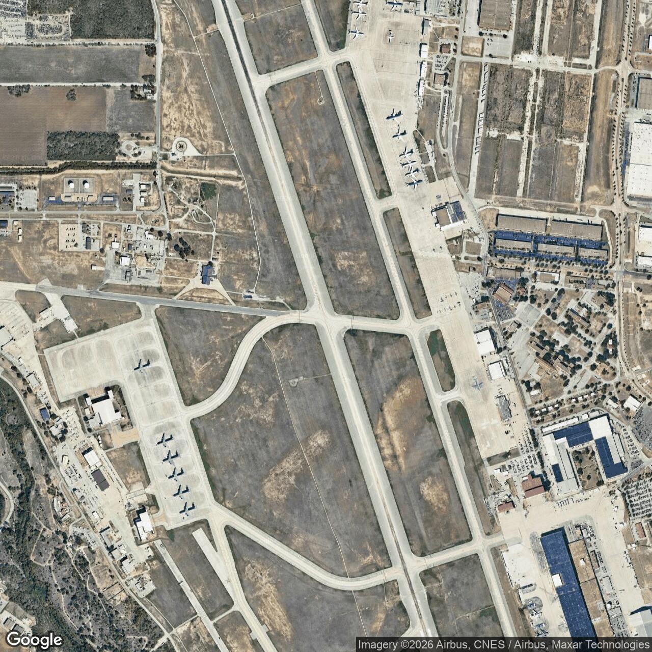 Current Google Satellite Image of Kelly Air Force Base, Texas
