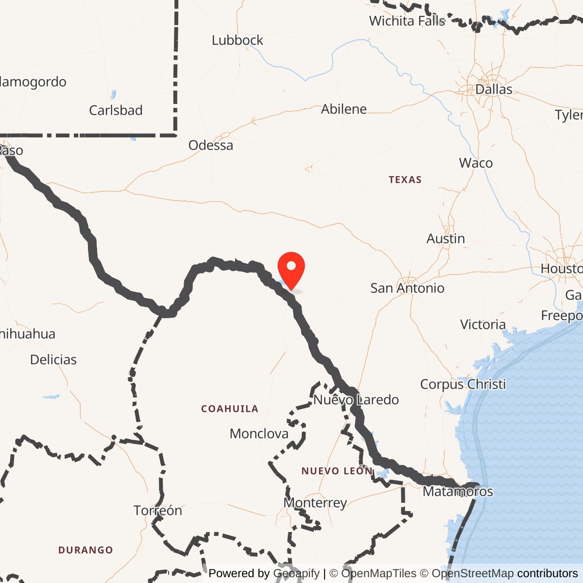 Map showing location of Laughlin Air Force Base, Texas