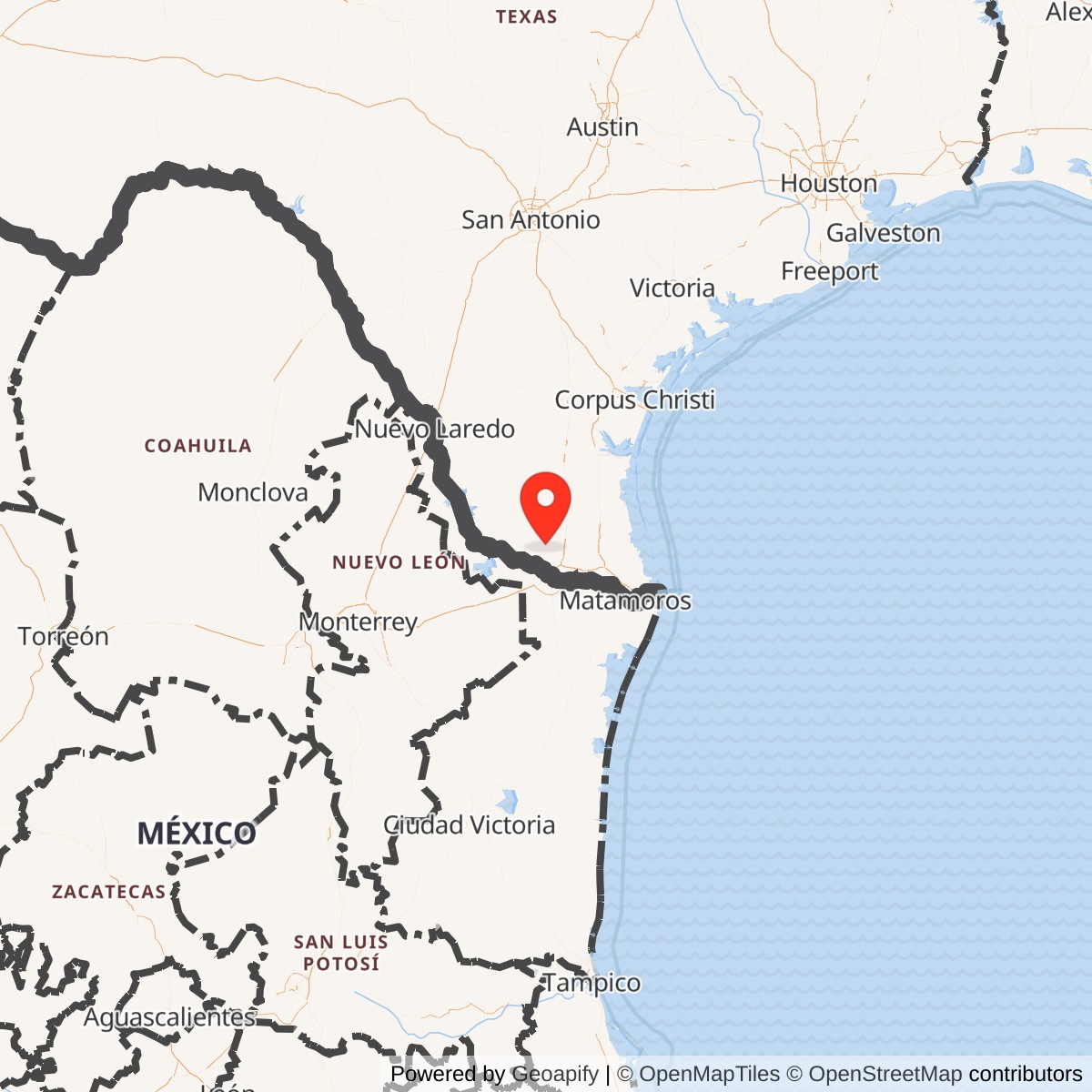 Map showing location of Moore Air Force Base, Texas