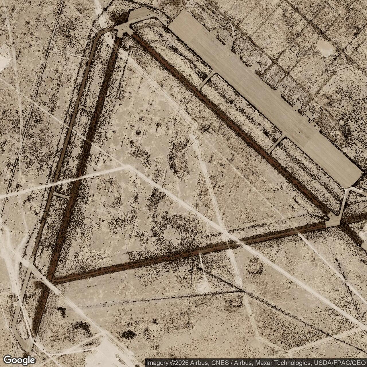Current Google Satellite Image of Pyote Air Force Station, Texas