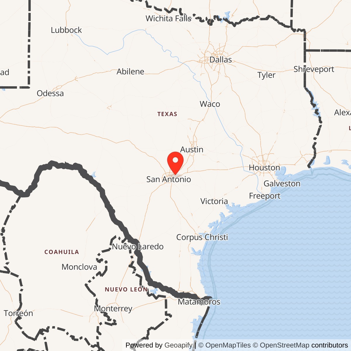 Map showing location of Randolph Air Force Base, Texas