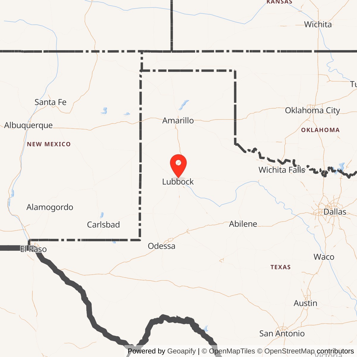Map showing location of Reese Air Force Base, Texas