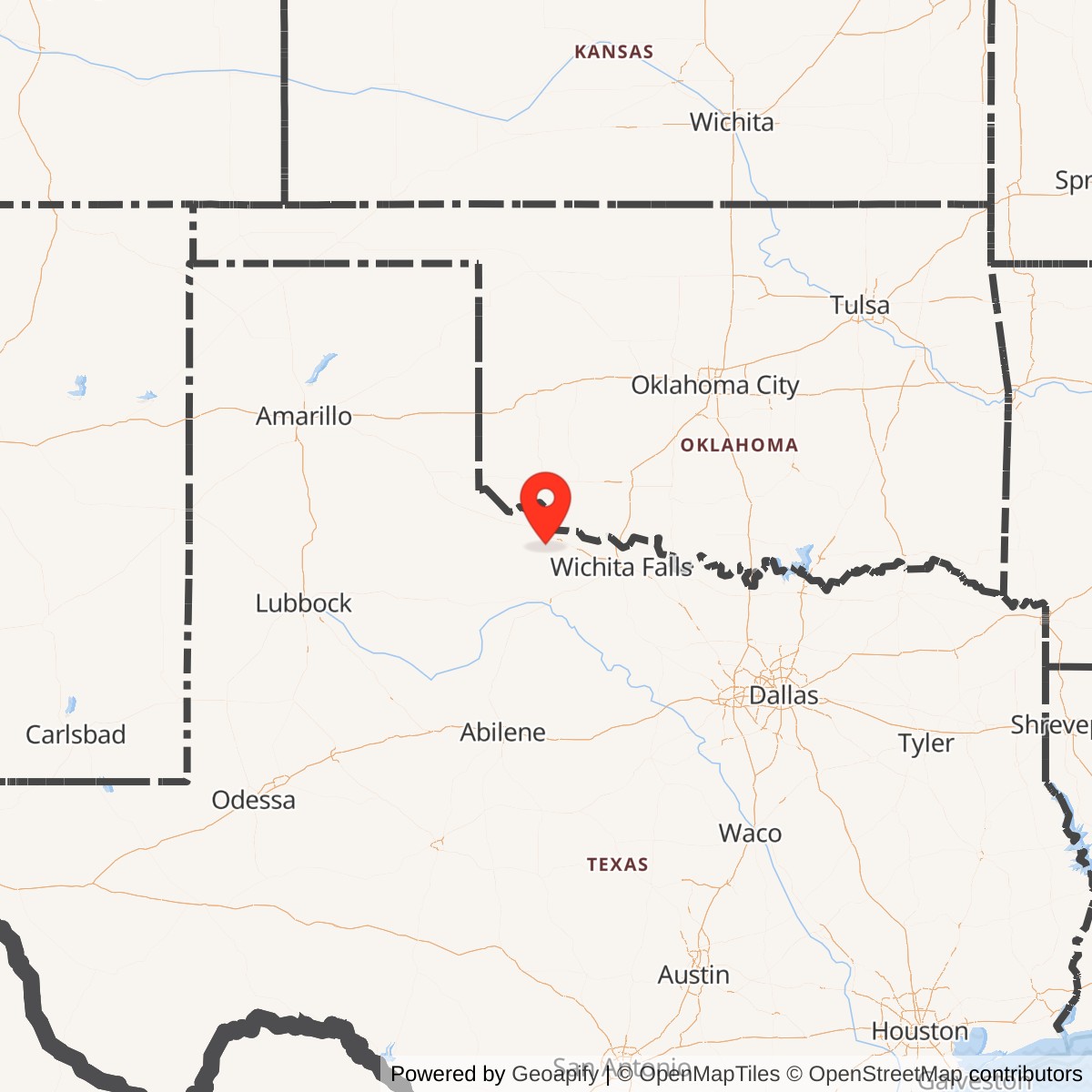 Map showing location of Victory Field, Vernon, Texas