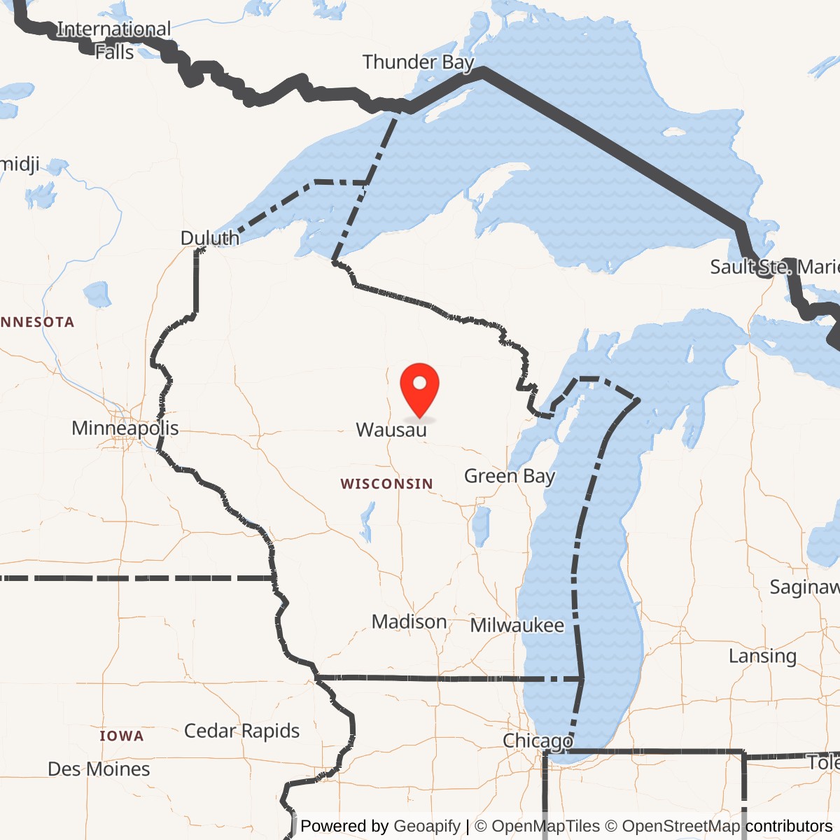 Map showing location of Antigo Air Force Station, Wisconsin