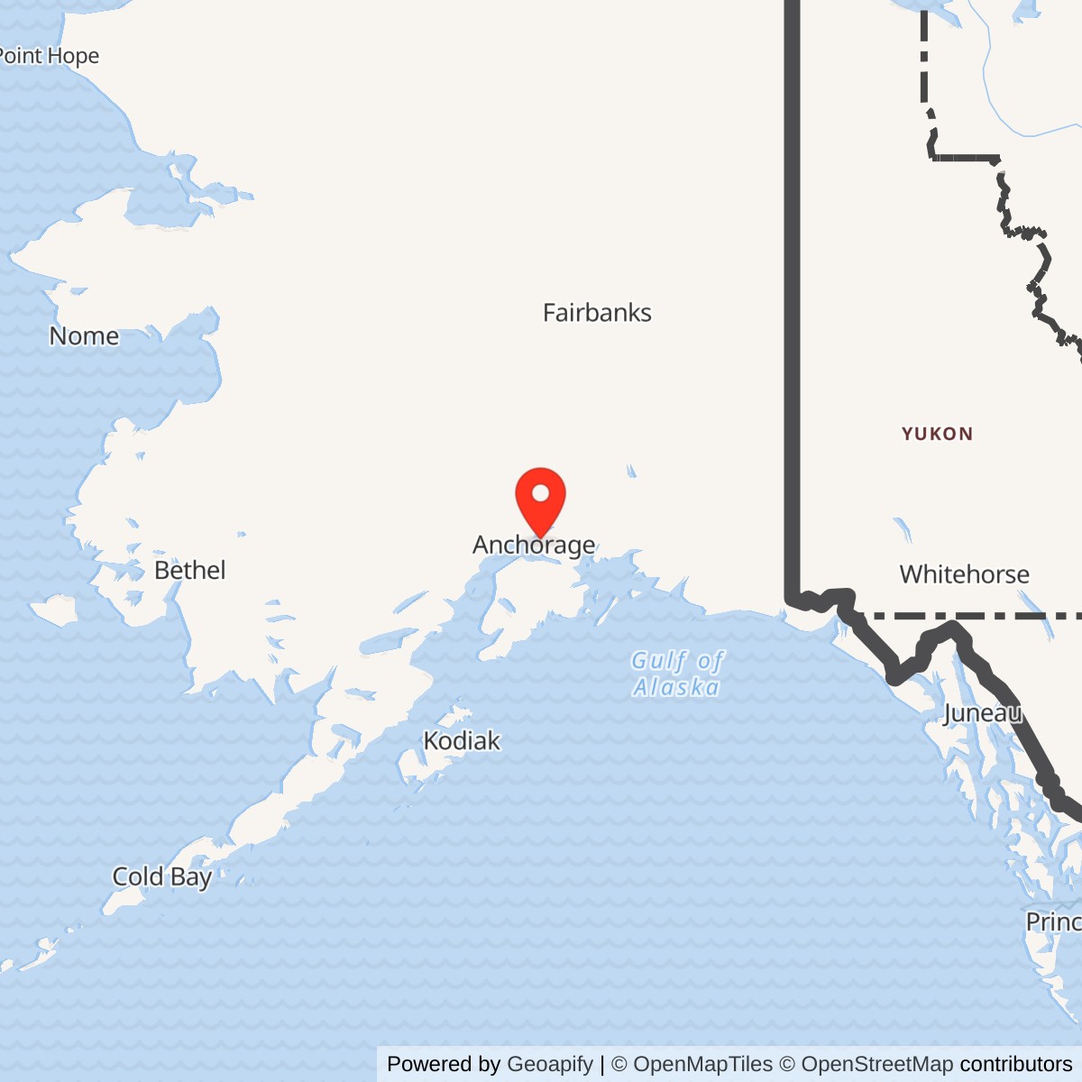 Map showing location of Fort Richardson Army Base, Alaska