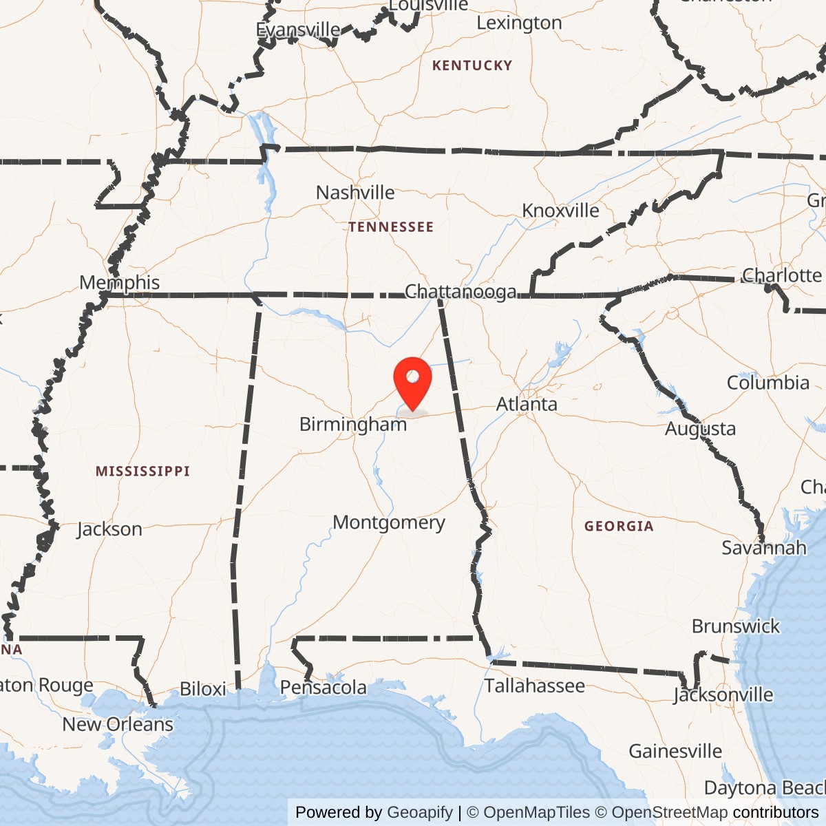 Map showing location of Anniston Army Depot, Alabama