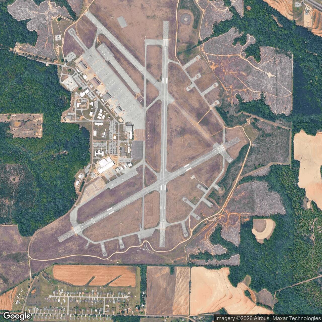 Current Google Satellite Image of Fort Novosel - Fort Rucker, Alabama
