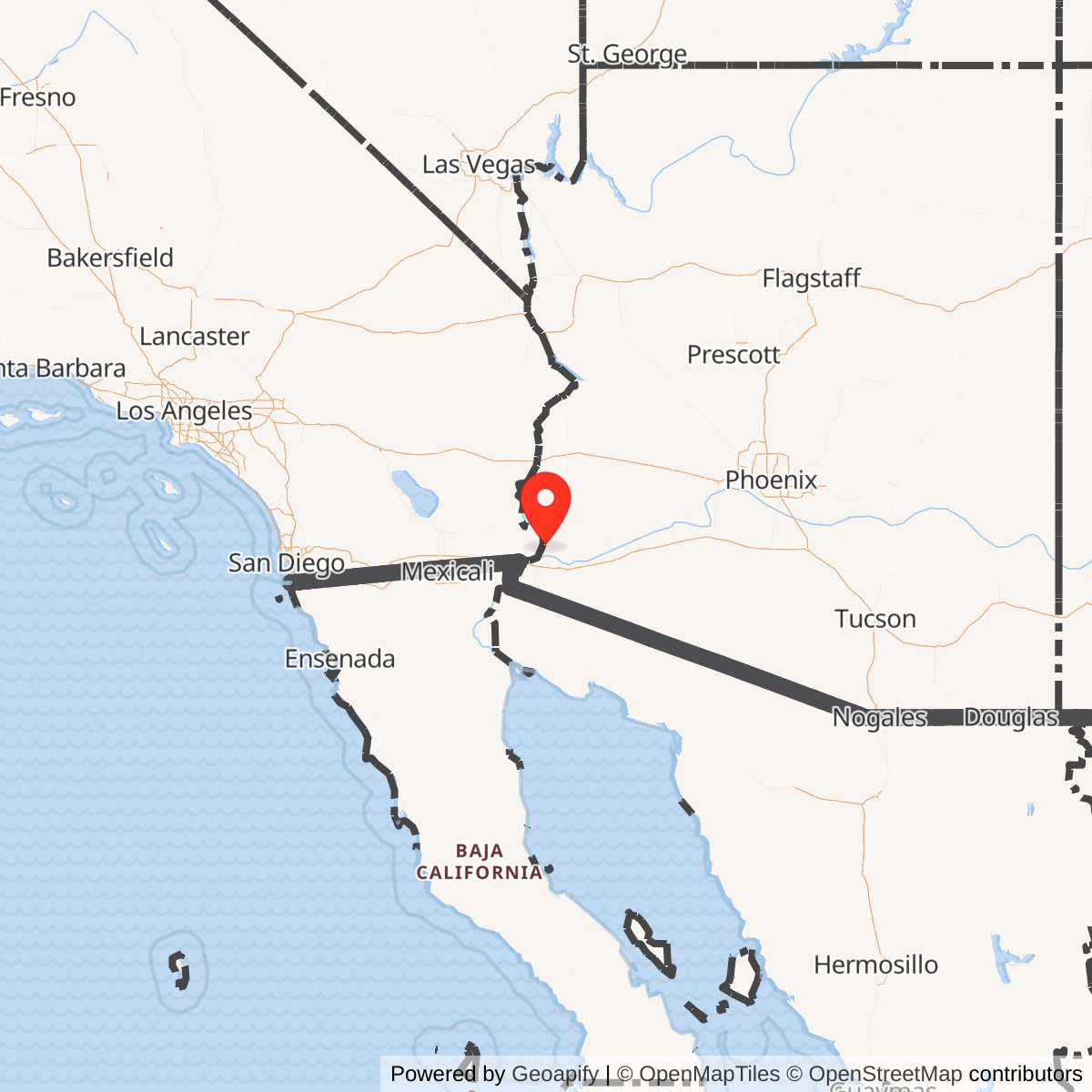 Map showing location of Yuma Proving Ground, Arizona