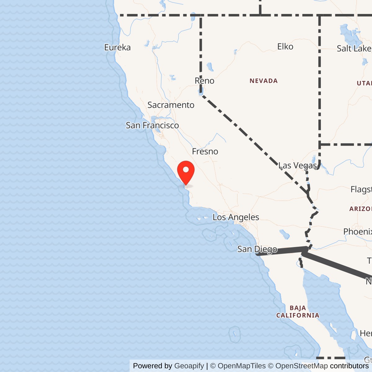 Map showing location of Camp San Luis Obispo, California